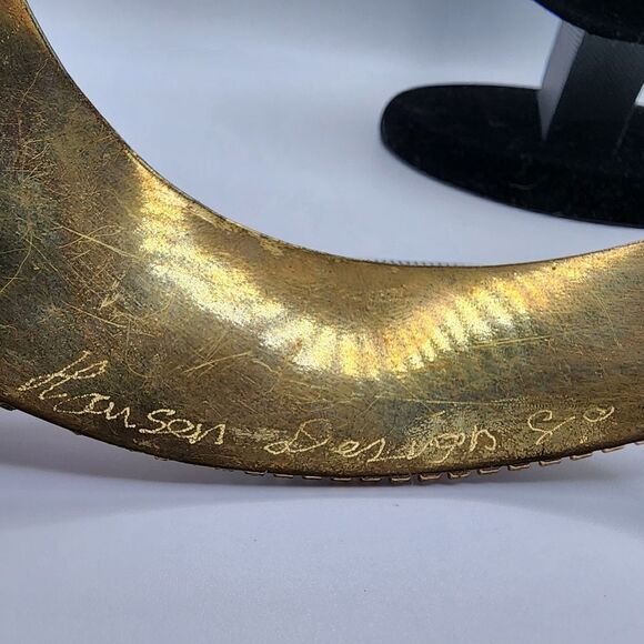 VINTAGE M&J HANSEN LAVENDER GLASS ALEXANDRITE RHINESTONE NECKLACE & EARRING SET - Picture 9 of 12